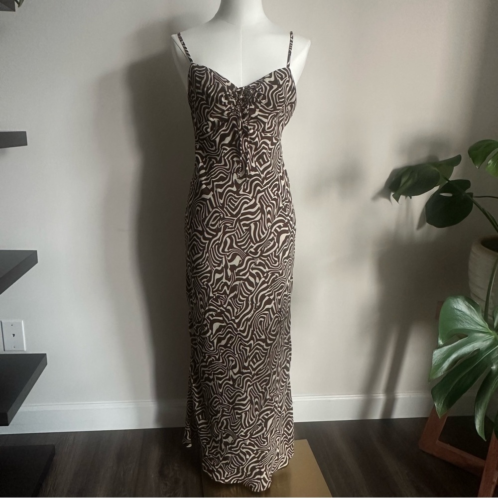 Abercrombie & Fitch Brown and Cream Patterned Maxi Dress